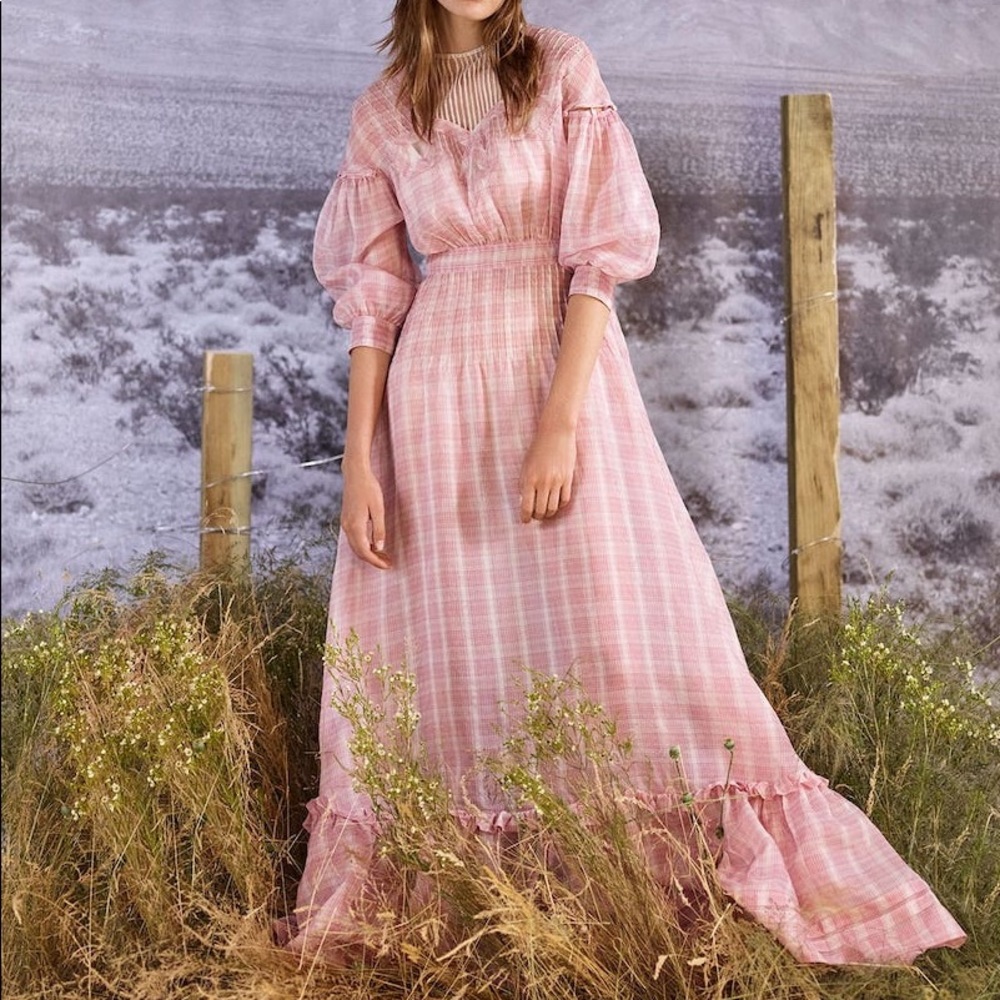 Calvin Klein check print silk gown
